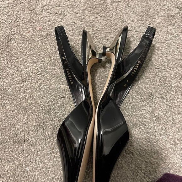 Delman z sling black patent shoes sandals - Picture 7 of 15